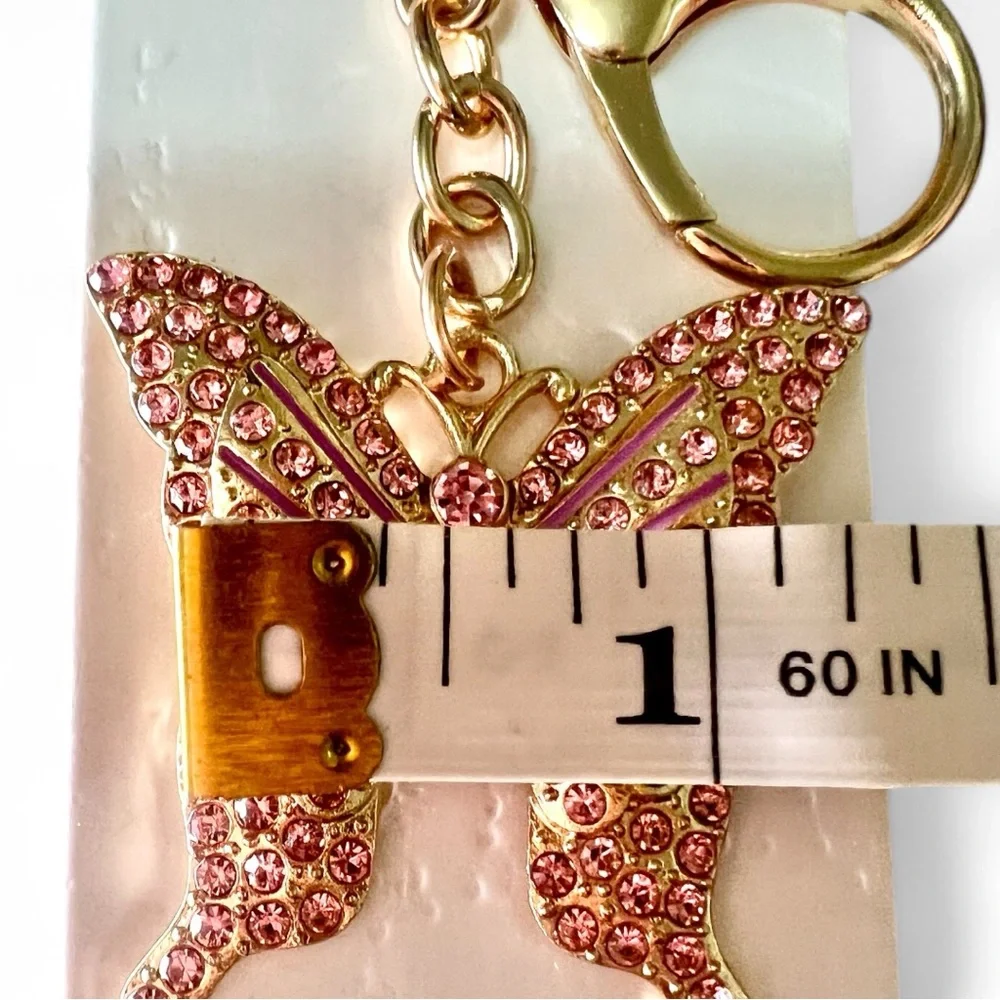 Butterfly Keychain Charm Gold and Pink NWT - Picture 13 of 14